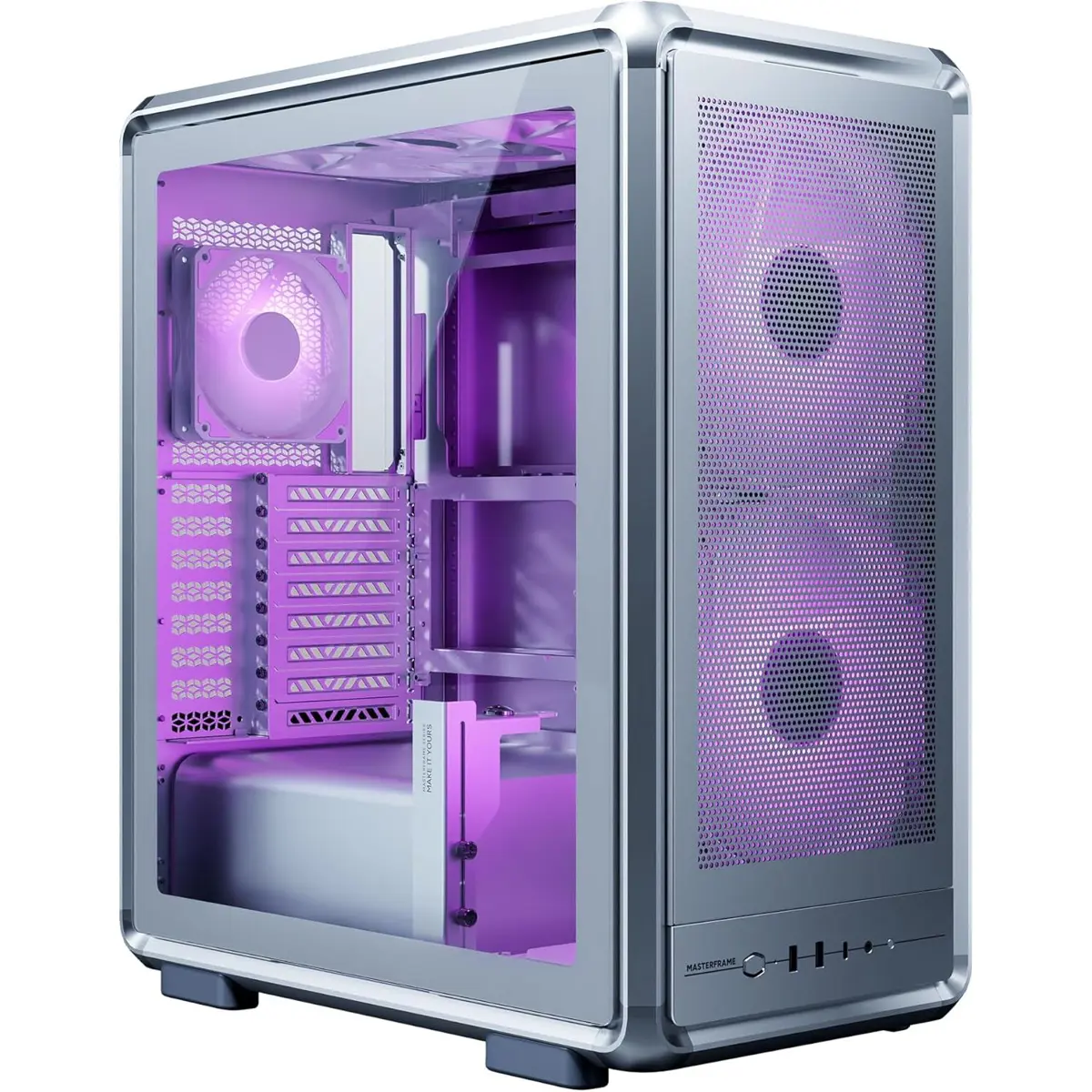 Kasë PC Cooler Master MasterFrame 500 Mesh / Mid Tower / E-ATX + ATX / 2x 200mm + 1x 120mm Fan / Tempered Glass - Argjend - 1