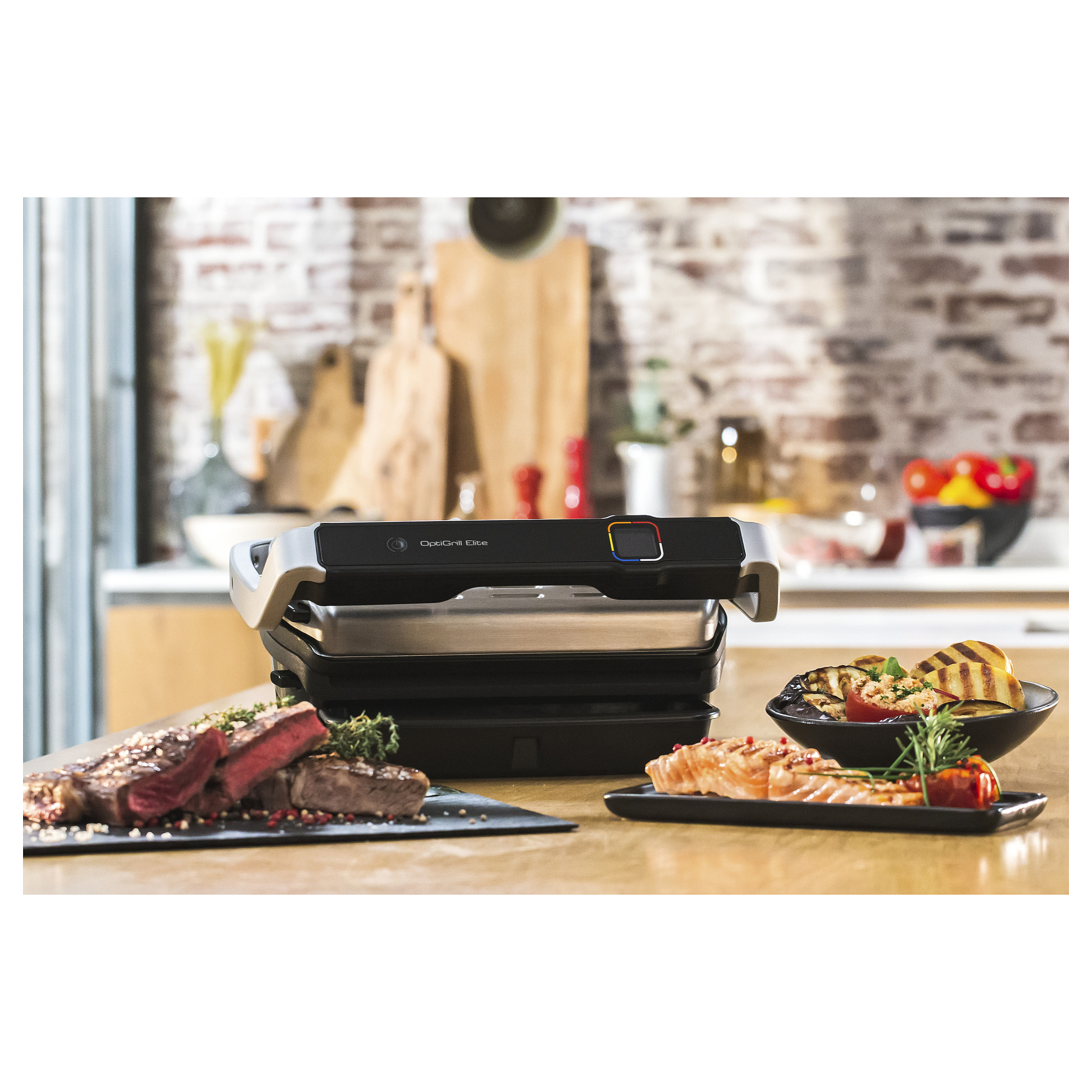 Grill Kontakti Tefal OptiGrill Elite GC750D / 2000W / 12 Programe / 30x20cm / Sear Boost / Touch – Zezë/Argjend - 9