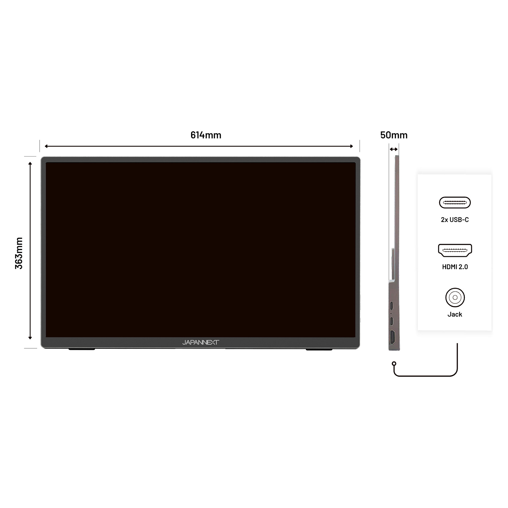 Monitor JapanNext JN-MD-i156FHDR-T / 15,6"/ Full HD IPS-ADS LED Touch / 60Hz / 16ms / HDMI - Gri - 13