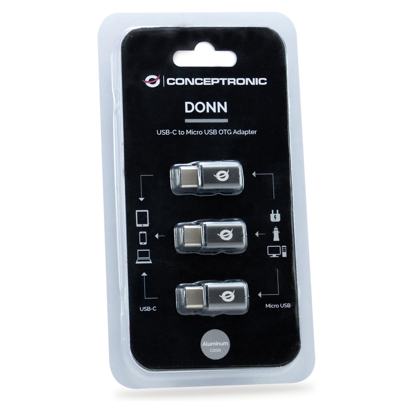 Adapter Conceptronic DONN05G, USB-C Mashkull në Micro USB Femër, USB 2.0, 480Mbps, 3 copë - Gri - 5