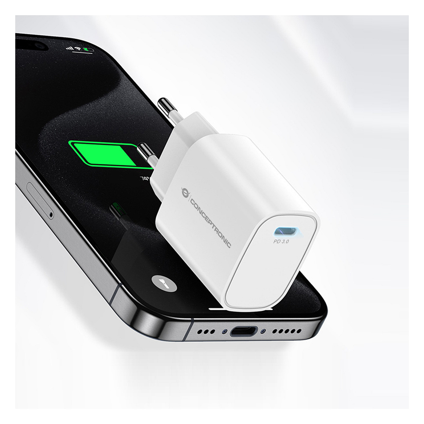 Adapter  Conceptronic 1-Port USB-C Charger Top-Port / 20W / PD 3.0 – Bardhë - 8