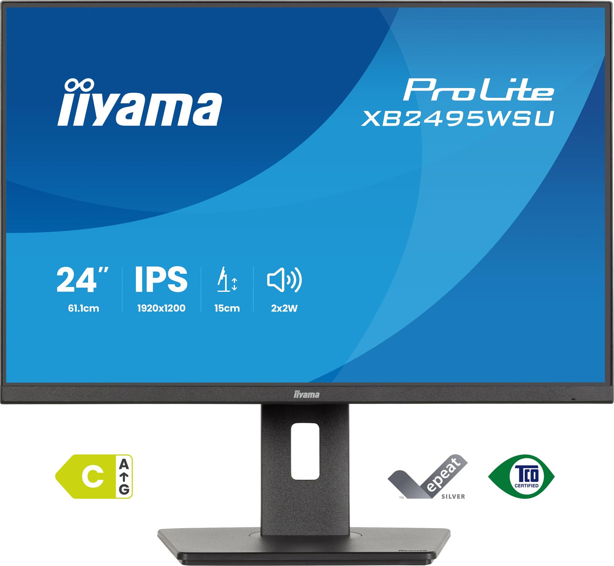 Monitor iiyama ProLite XB2495WSU-B1 / 24.1" / WUXGA IPS / 100 Hz / 4 ms / HDMI + DisplayPort + USB – Zezë - 2