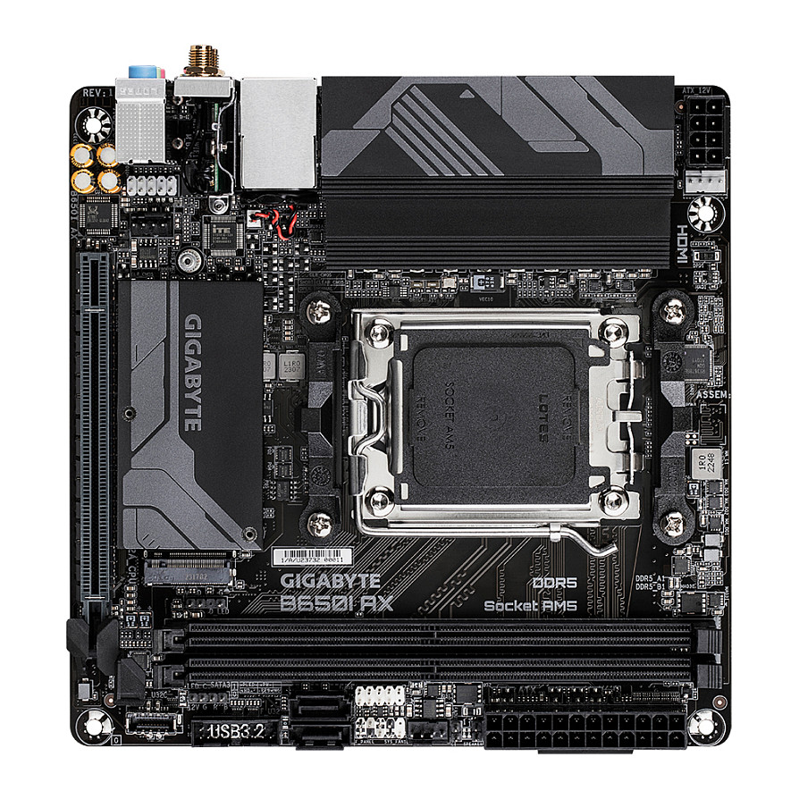 Pllakë Amë Gigabyte B650I AX / AMD AM5 / B650 / DDR5 / Mini-ITX / Wi-Fi 6E / 2.5GbE LAN - 4