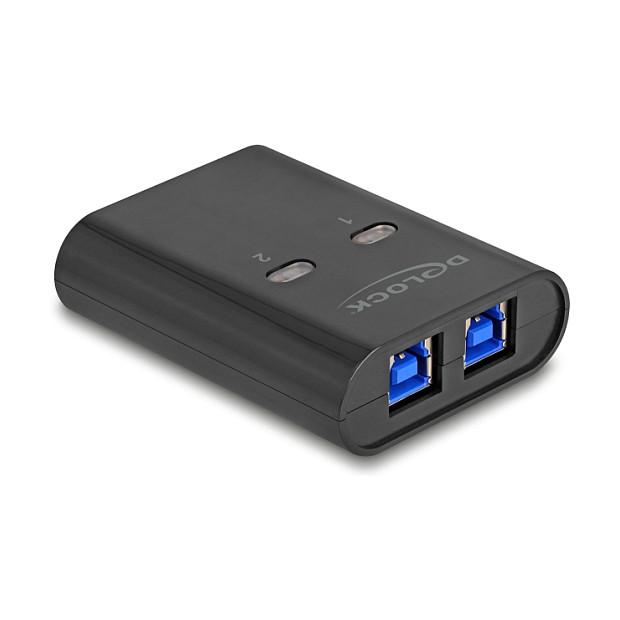 Ndërprerës USB DeLOCK 11508, 2 PC në 1 pajisje, USB 5 Gbps – Zezë - 1