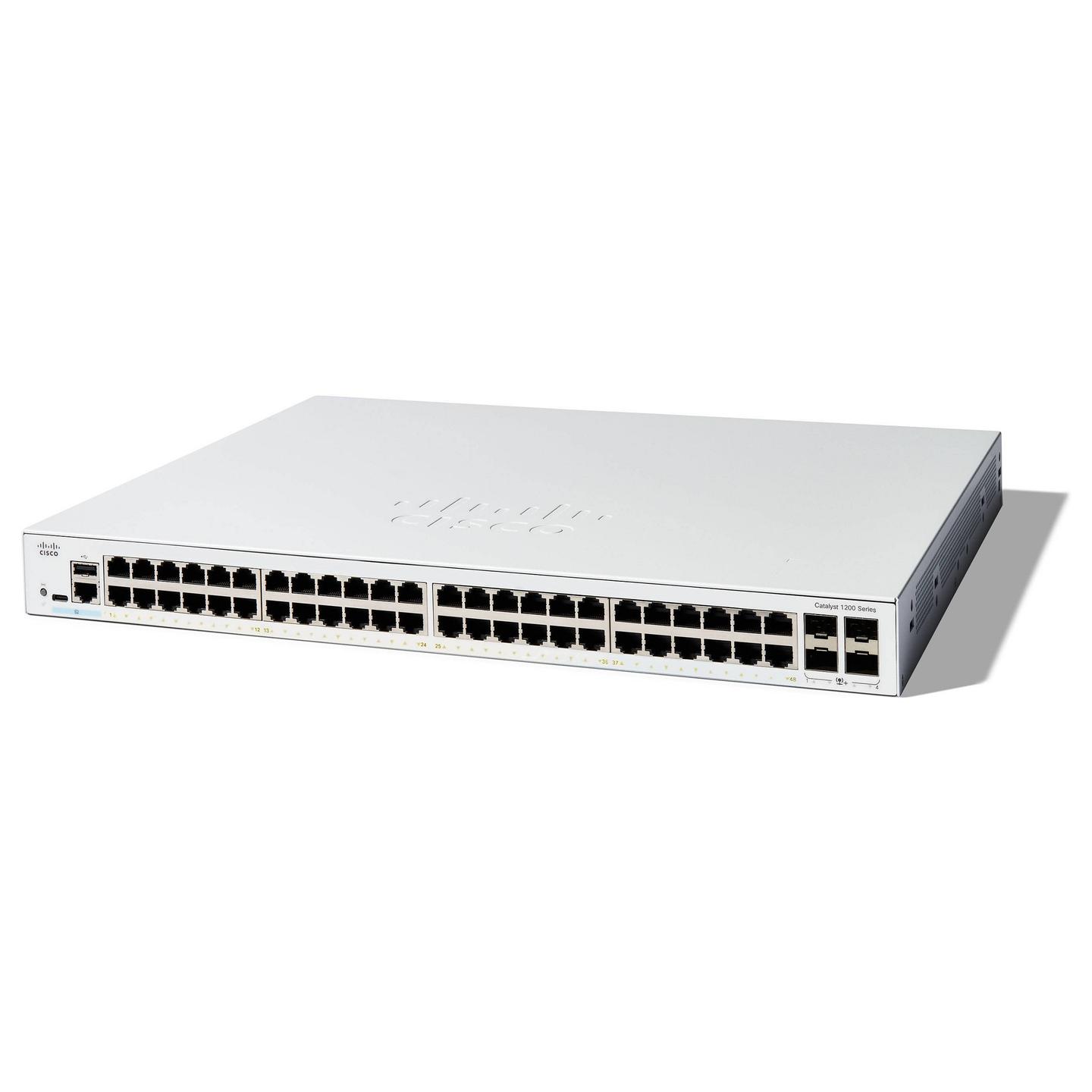 Switch Cisco Catalyst C1200-48T-4X, 48x Gigabit Ethernet RJ45, 4x 10GbE SFP+, Layer 2, Layer 3 Managed, Switching Capacity 176Gbps, Rackmount 1U - Bardhë
