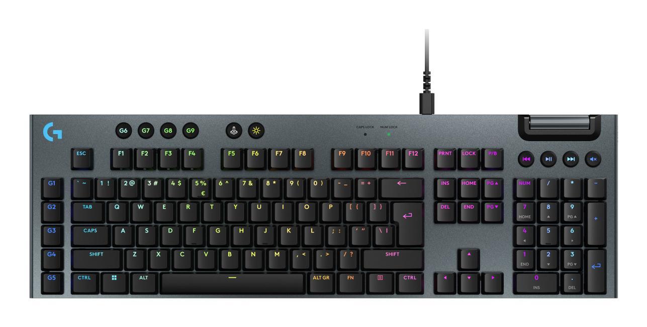Tastierë Gaming Logitech G915 X / Wired / Full-Size / USB / GL Tactile / Low Profile / LIGHTSYNC RGB / QWERTY US International – Zezë - 1