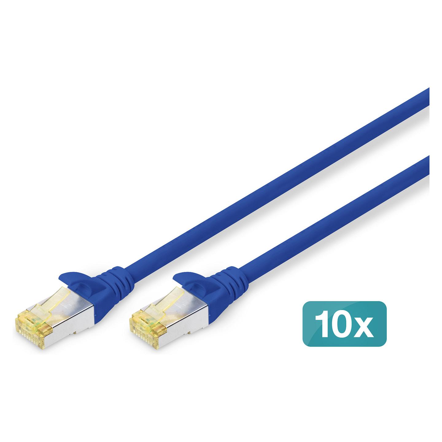 Kabllo për Rrjet (UTP) DIGITUS DK-1644-A-0025-B-10, Cat6A, S/FTP, RJ-45, 0.25 m, 10 copë - Blu