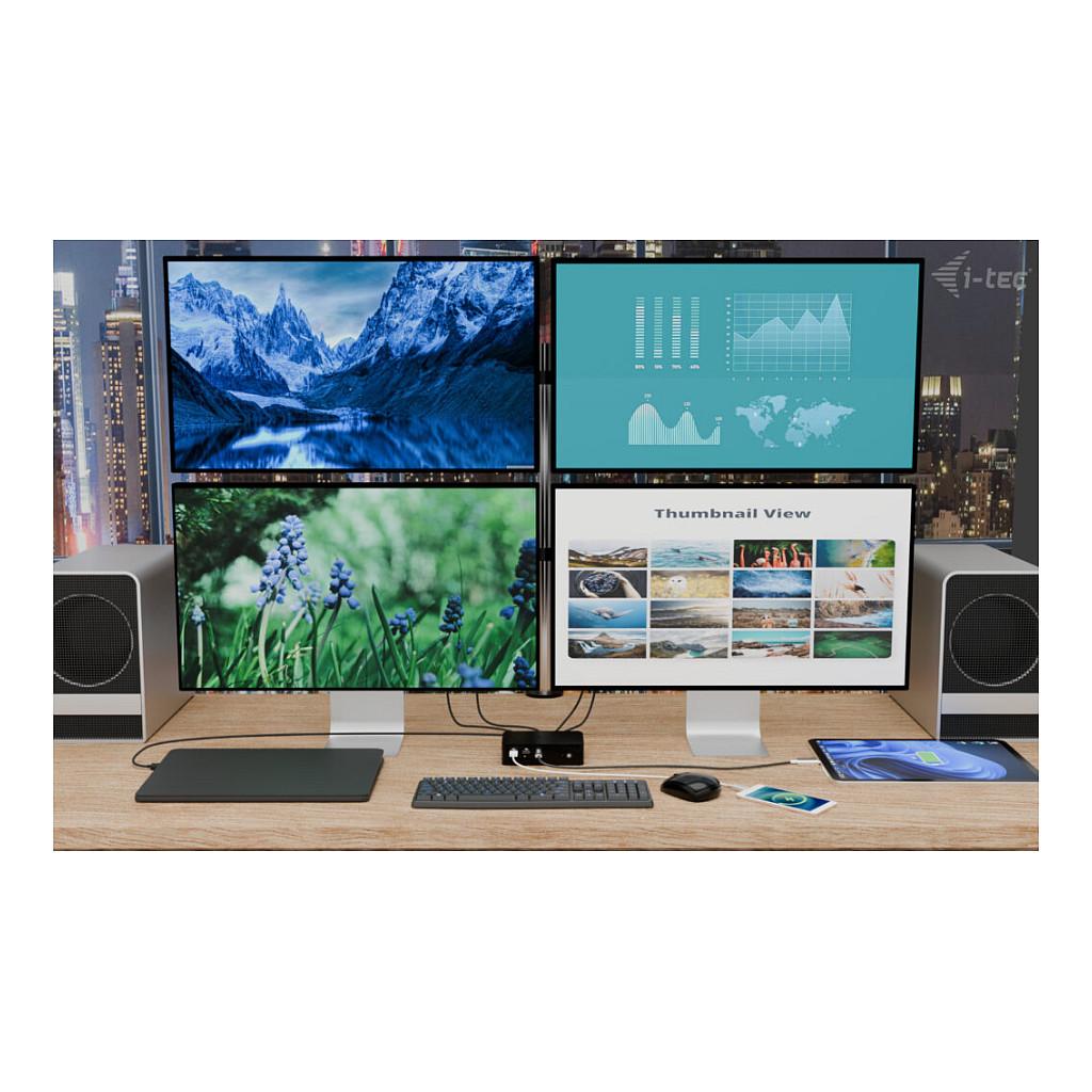 Docking Station i-tec TB5QUATTRODOCKPD, Thunderbolt 5, Power Delivery 140W, 5x USB, 2.5GbE LAN, SD/TF, Audio 3.5mm, deri në 4 monitorë - Zezë - 4