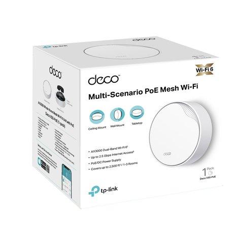 TP-Link Deco X50-PoE AX3000 Wi-Fi 6 Mesh – Dual-Band 2.4GHz + 5GHz, 574Mbps + 2402Mbps, 1× 2.5G WAN/LAN + 1× Gigabit, 802.3at PoE+ – Bardhë - 2