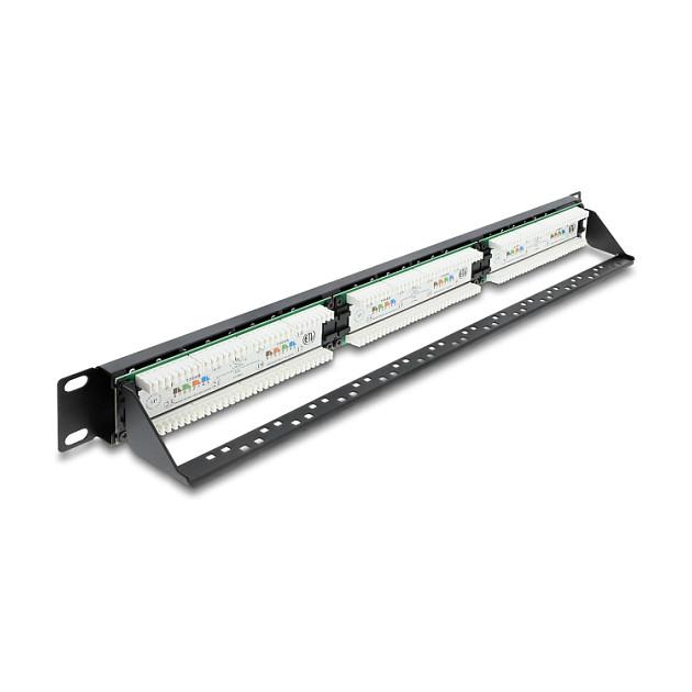 Panel Patch për Rrjet Delock 91087 , 19" , 1U , 24x RJ45 , Cat.6 , me LED , LSA - Zezë - 2