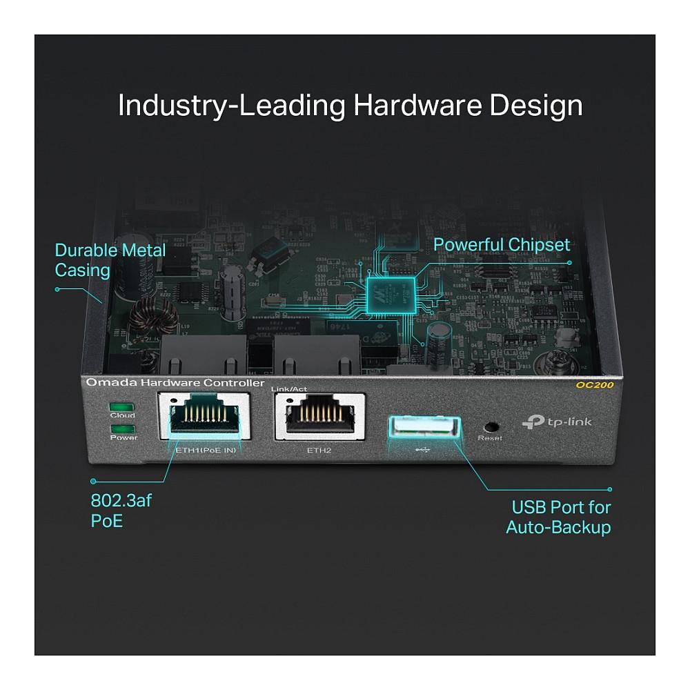 Kontrollues Rrjeti TP-Link Omada OC200, 2× Ethernet, PoE, Cloud Access – Zezë - 5