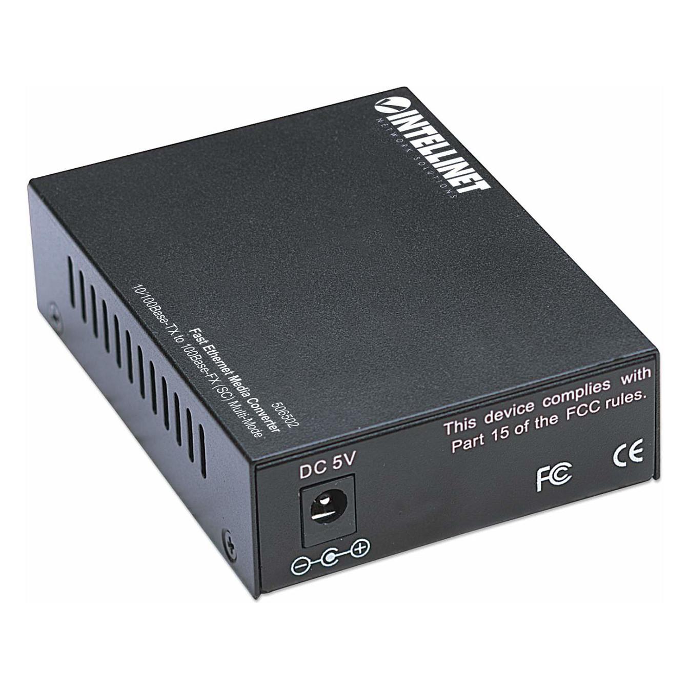 Konvertues i Mediave Intellinet 506502, Fast Ethernet 10/100Mbps në Fibër Optike 100Mbps SC Multimode, 2km - Zezë - 5