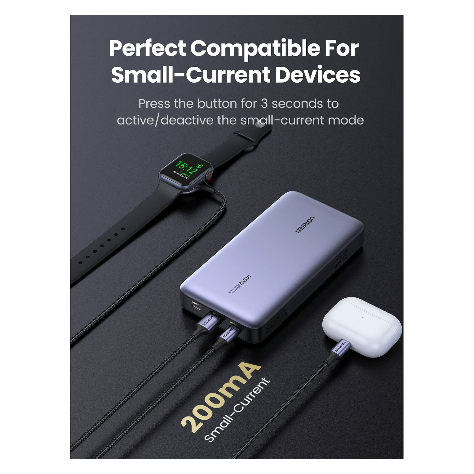 Powerbank Ugreen 25000mAh / 145W / Two‑Way Fast Charging - Gri - 7