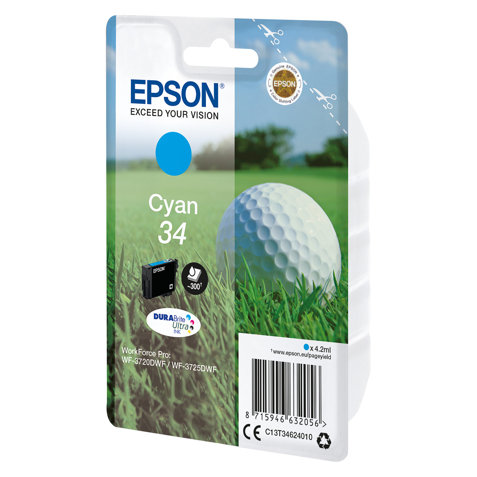 INK Epson C13T34624010 Cyan Ink Cartridge Original / DURABrite Ultra / For Epson WorkForce Printers - 1