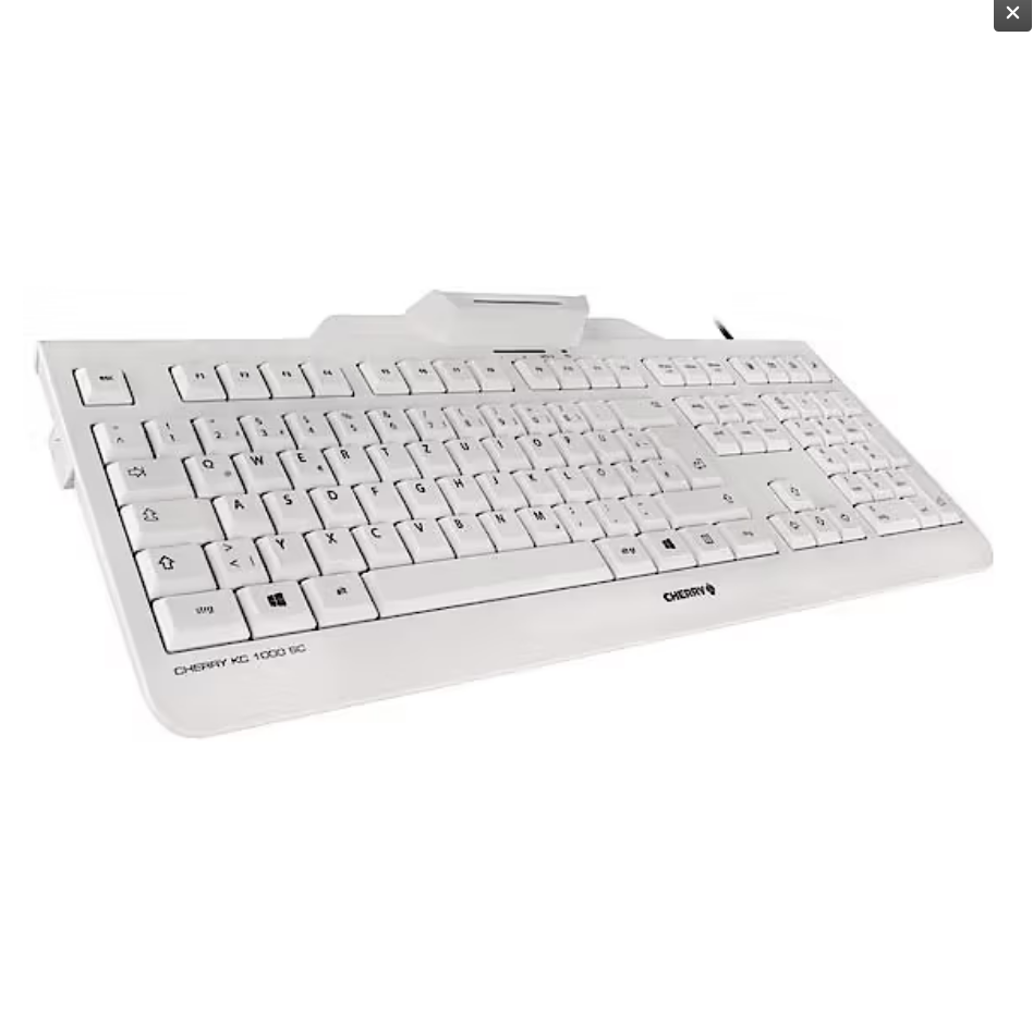 Tastierë Me kabllo CHERRY KC 1000 SC / JK-A0100BE-0 / 105 + 4 Taste / Smart Card Reader / USB / AZERTY - Bardhë - 2