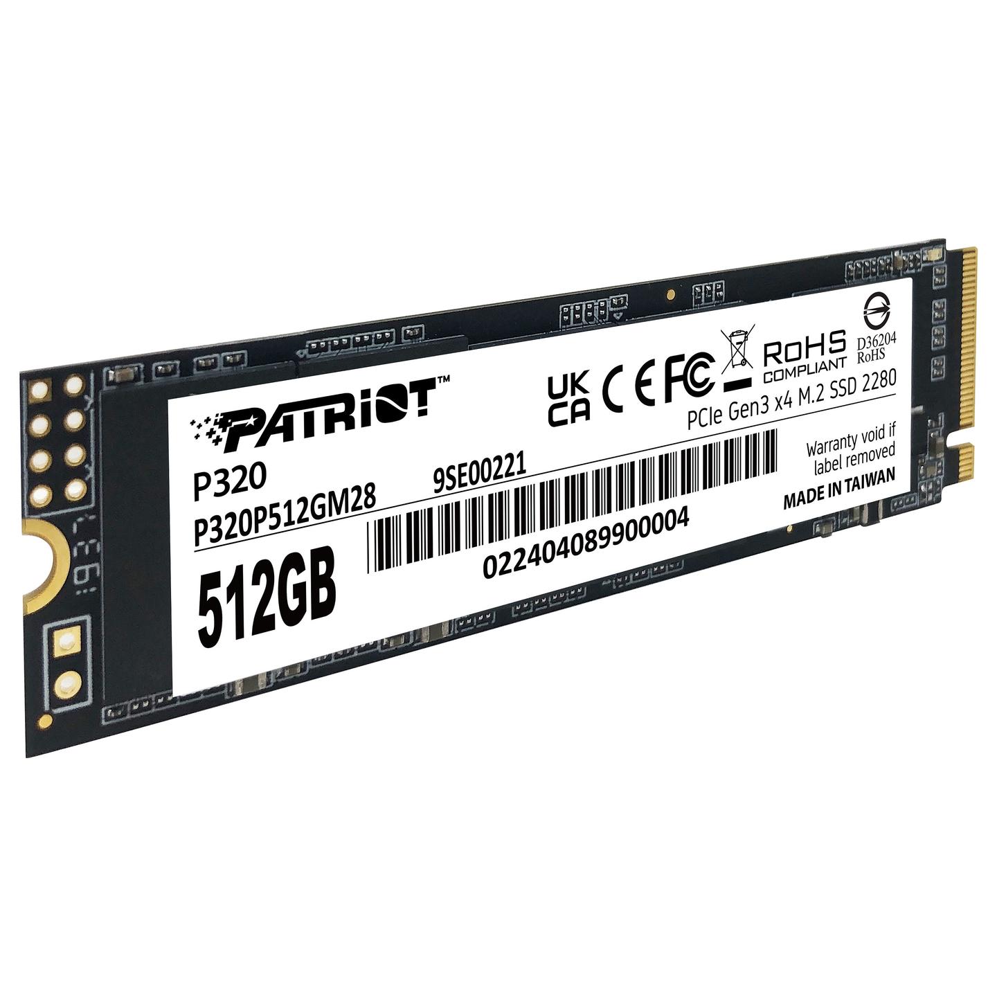 SSD e Brendshme Patriot P320, 512GB, M.2 2280, PCIe 3.0 x4 NVMe 1.3, 3000MB/s Lexim, 2200MB/s Shkrim - 3