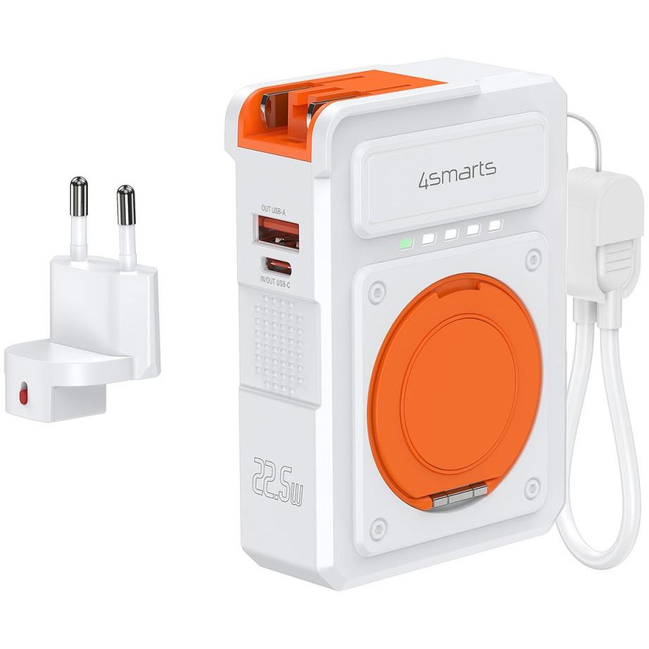 PowerBank 4smarts 6in1 Hybrid Charger / 10000mAh / USB-C 20W / USB-A 22.5W / Qi 15W - Bardhë - 4