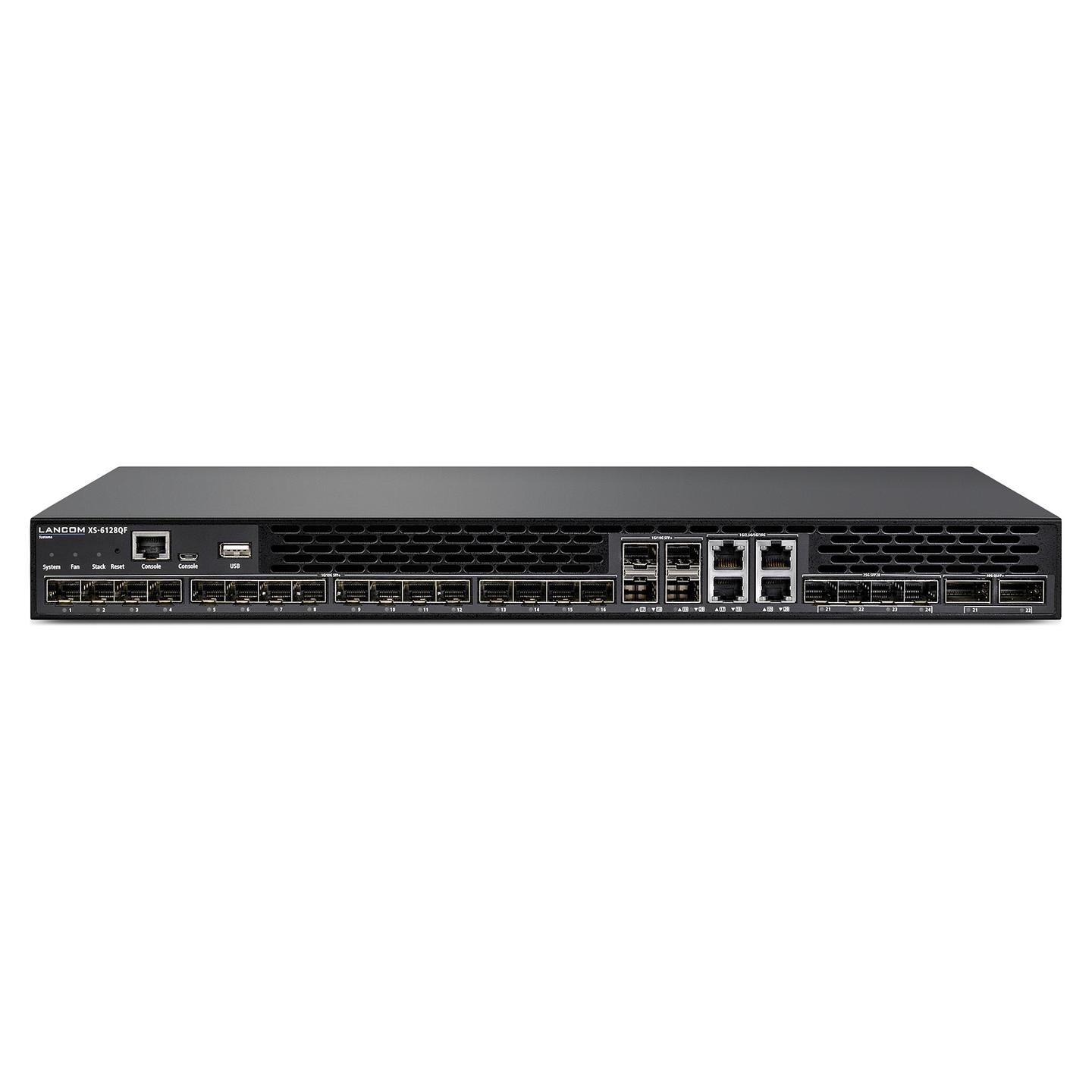 Switch LANCOM XS-6128QF, 20x 10G SFP+, 4x 25G SFP28 ose 2x 40G QSFP+, 4x 50G SFP-DD, 1Tbps, Layer 3 Managed, Rack 1U - Zezë