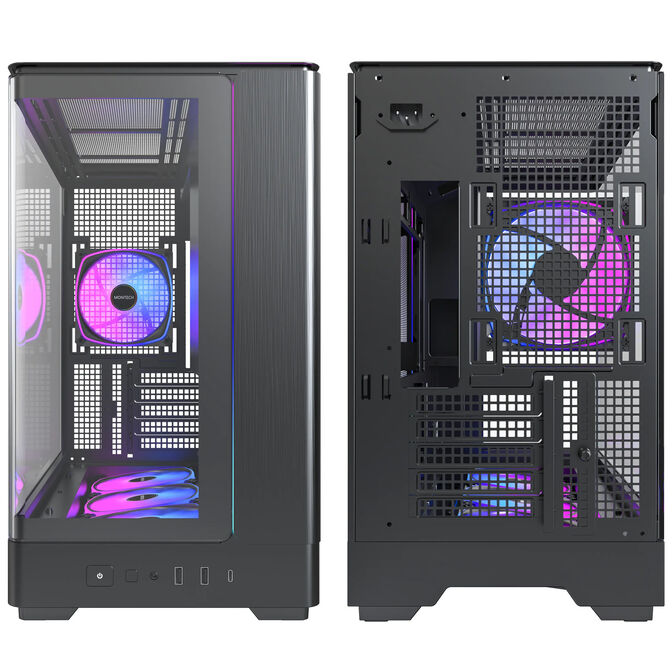 Kasë Montech KING 15 PRO / Micro-Tower / Micro-ATX / 4x 120mm ARGB Fan / Tempered Glass - Zezë - 3