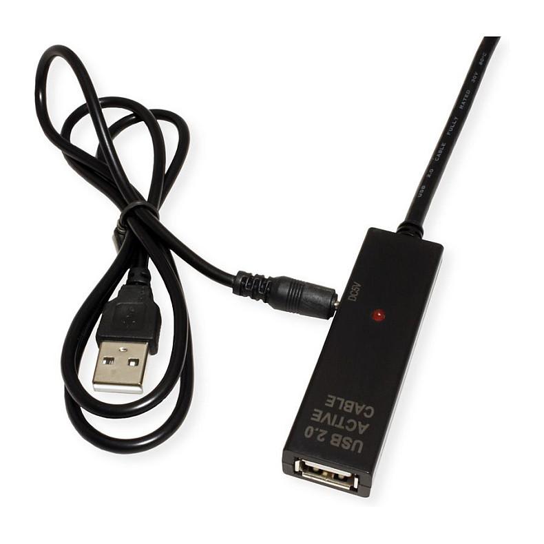 Kabllo USB VALUE 12.99.1113, USB-C Mashkull në USB-A Femër, USB 2.0, 480Mbps, 15m, Zgjatuese Aktive - Zezë - 3