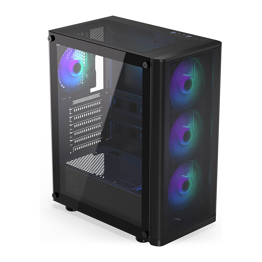 Kasë PC ENDORFY Ventum 200 ARGB / Midi Tower / ATX / 3x 120mm + 1x 120mm ARGB Fan / Tempered Glass - Zezë - 5