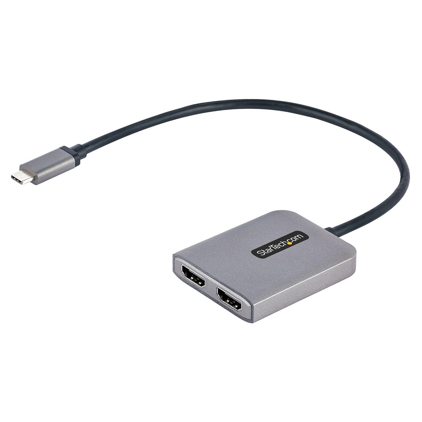 Adapter Grafik StarTech.com MST14CD122HD, USB-C në 2x HDMI, 4K 60Hz, MST, HDR, kabllo 30cm - Gri/Zezë