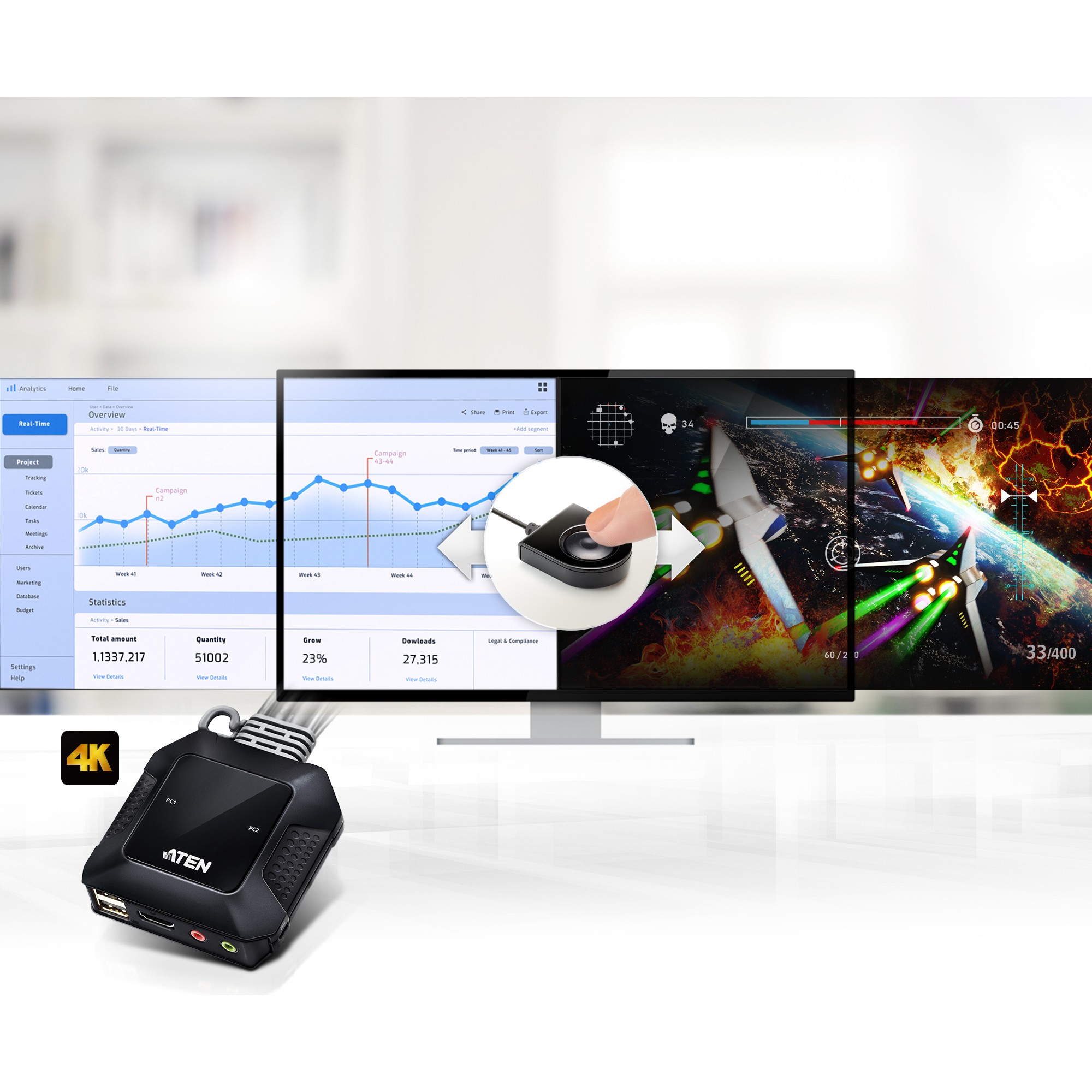 Switch KVM ATEN CS22H  2-Port USB / 4K HDMI - 9