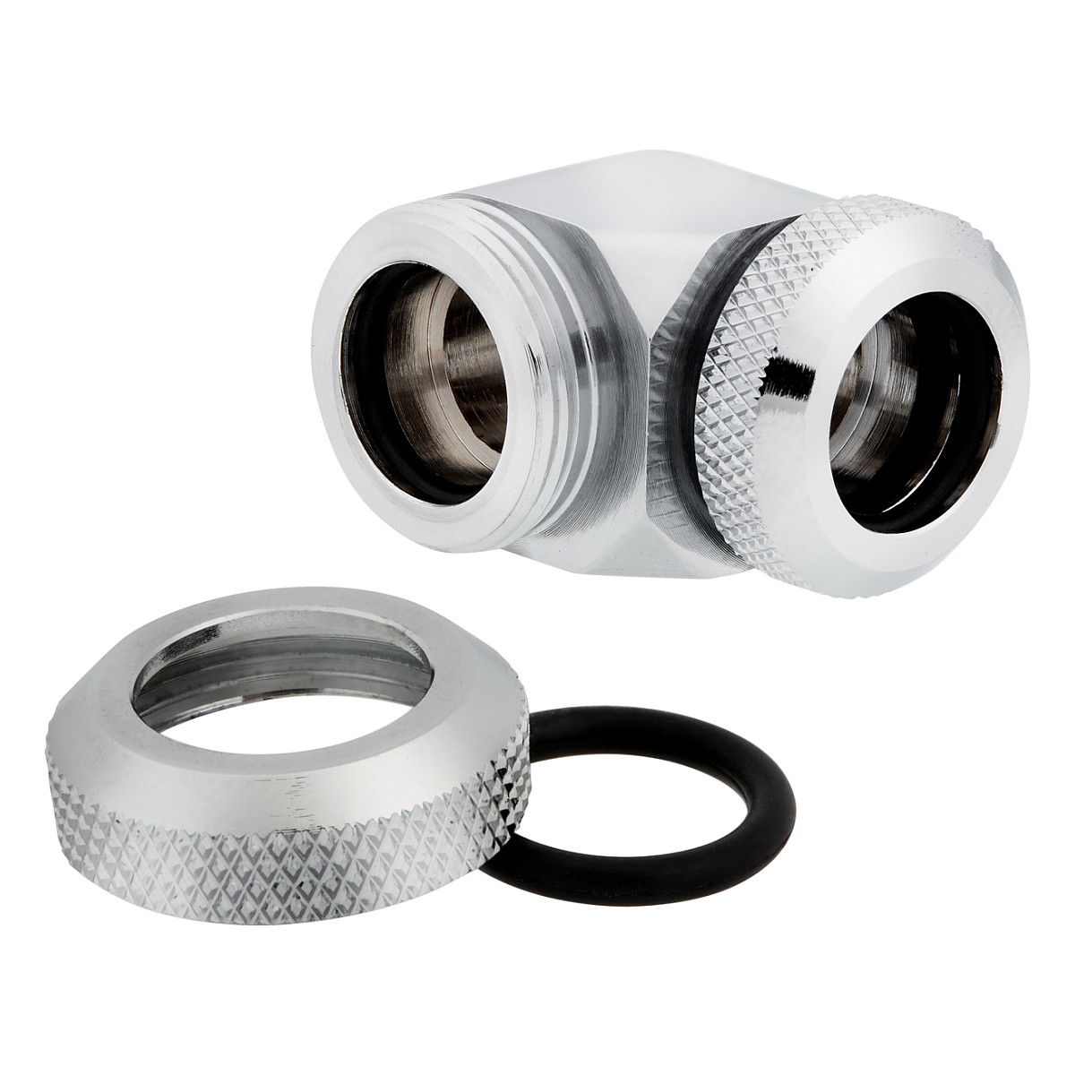 Aksesor për Ftohës Corsair Hydro X Series XF Hardline 90° / 12mm OD / 2 copë / G1/4" BSPP / Custom Watercooling – Krom - 3