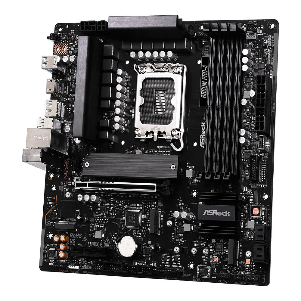 Pllakë Amë ASRock B860M Pro-A, LGA1851, B860, DDR5, mATX, 4× DIMM, 3× M.2, PCIe 5.0, 2.5GbE LAN, Zezë - 4
