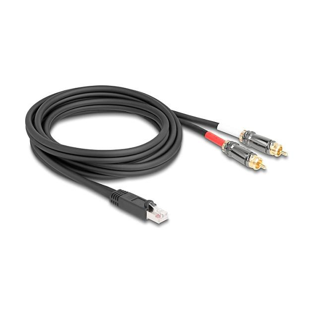 Kabllo Audio DeLOCK 88171, RJ-45 Mashkull në 2 × RCA Mashkull, Cat.5, 2 m - Zezë