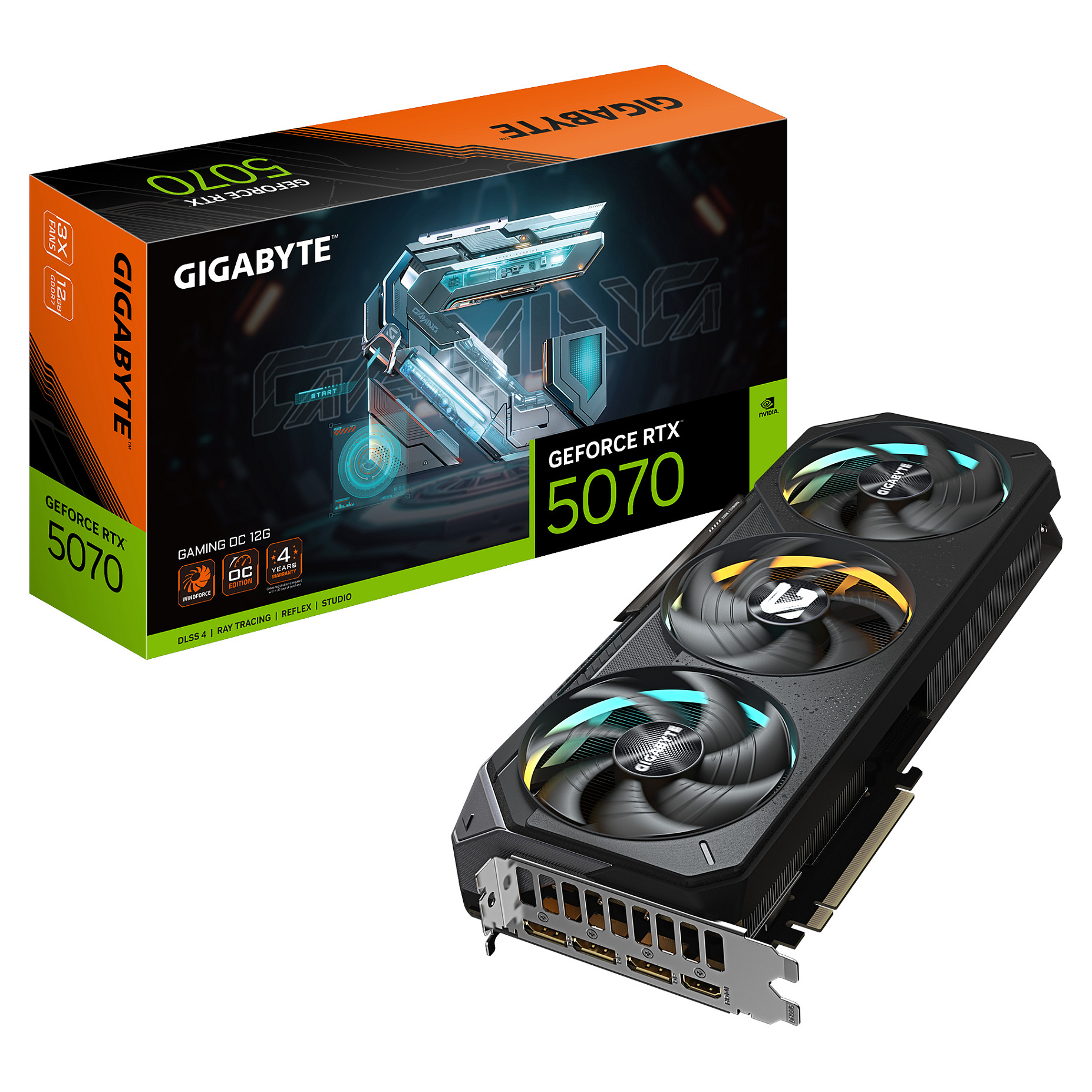 Kartelë Grafike NVIDIA GeForce RTX 5070 / 12GB GDDR7 / 192-bit / GIGABYTE GAMING OC / 3 Fan / RGB