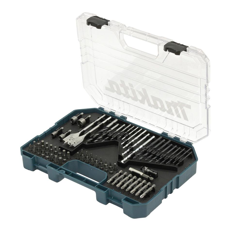 Set Burgjish dhe Bitesh Makita E-16988, 75 Pjesë, për Dru, Metal dhe Gur, me Kuti Organizimi - Blu/Transparente