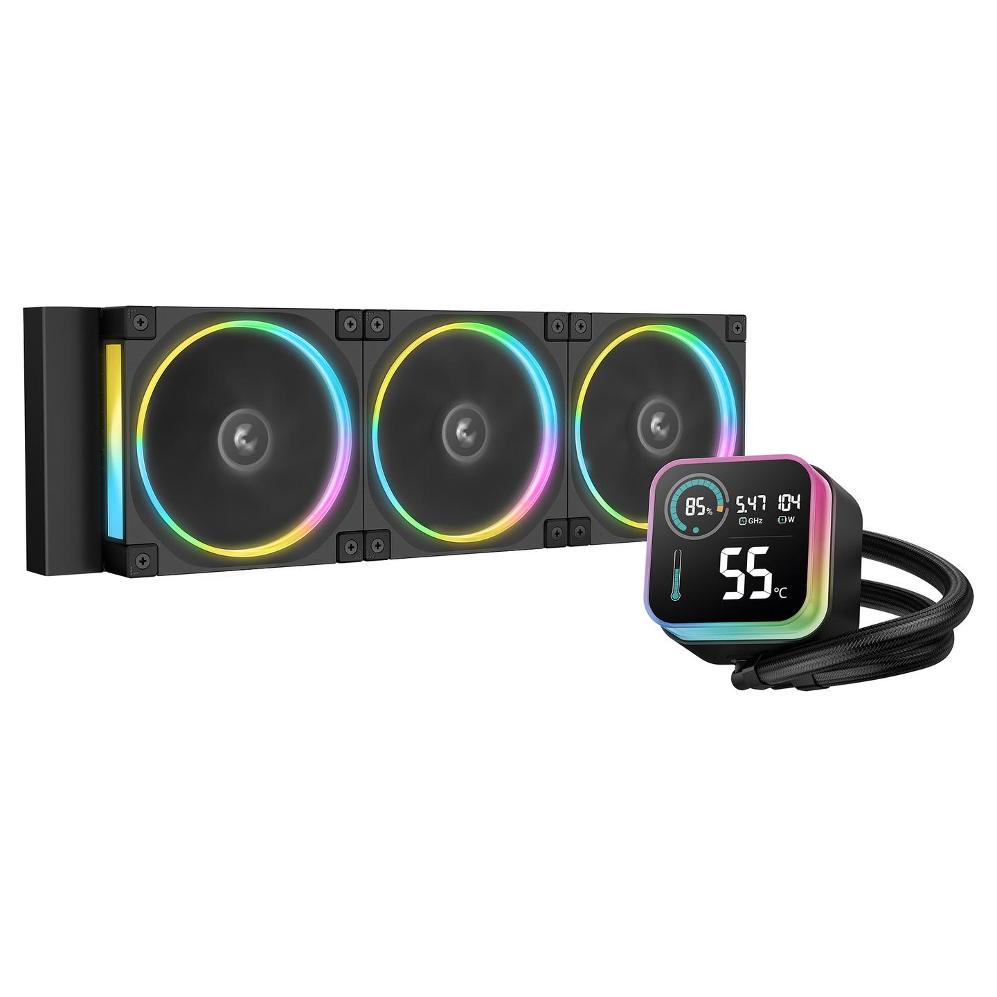 Ftohës për Procesor DeepCool LQ360 ULTRA ARGB / 360mm / 3x120mm / ARGB / LCD / LGA1851/1700/1200/115X / AM5/AM4 - Zezë