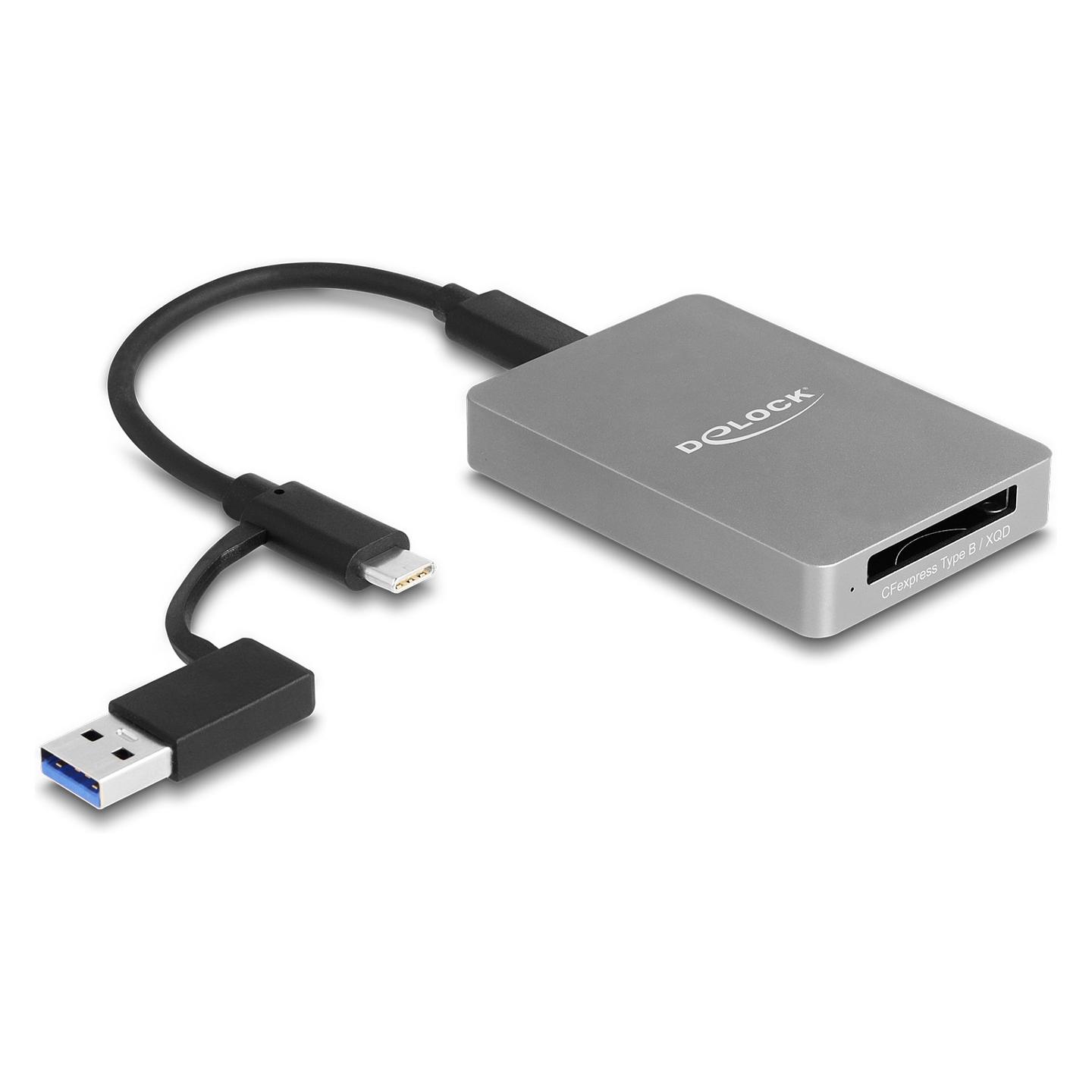 Lexues Kartelash DeLOCK 91008 / CFexpress 2.0 Type B / XQD 2.0 / USB 10 Gbit/s / USB-C / USB-A - Gri