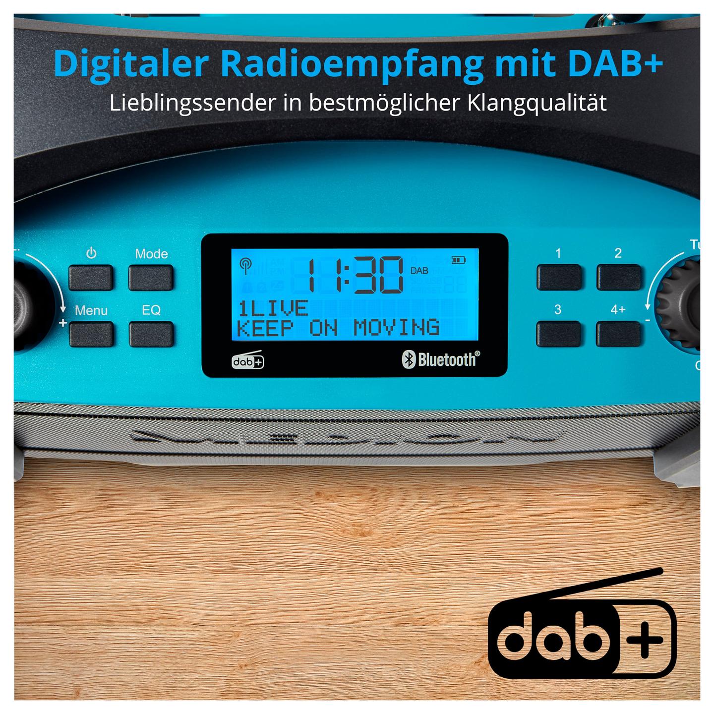 Radio për Punë MEDION LIFE E66050, AM, DAB+, FM, 15 W, Bateri me Autonomi deri në 15 orë - Zezë, Blu - 7