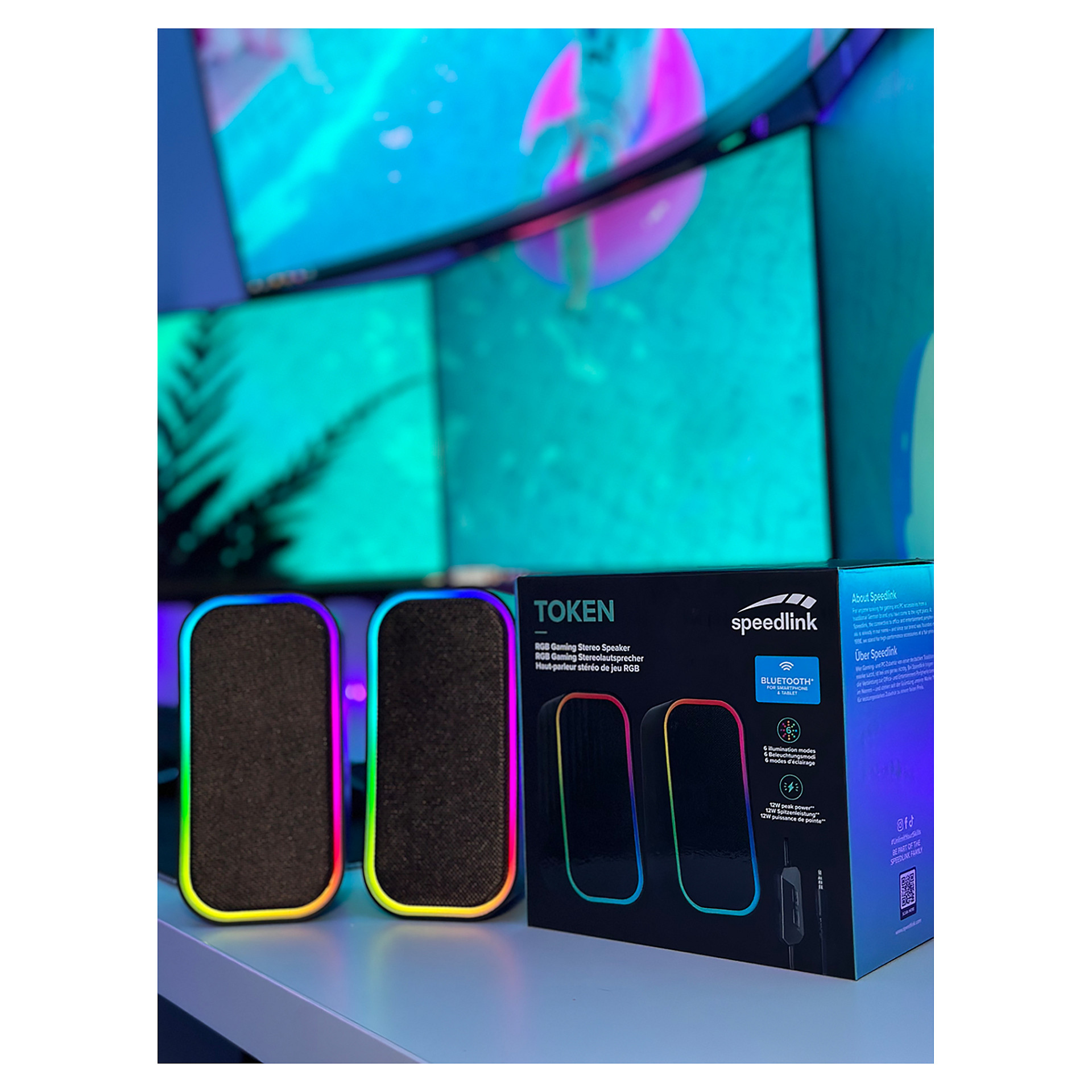 Zmadhues Speedlink Gaming Speakers TOKEN RGB. Stereo / Gri - 9