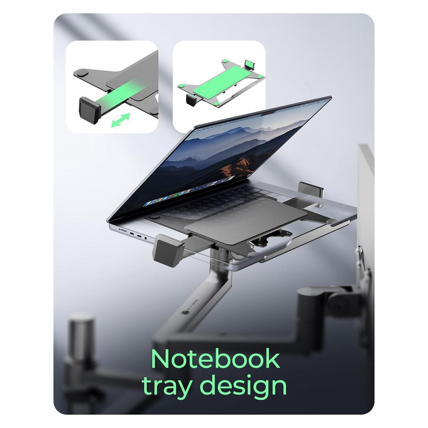 Mbajtëse për Monitor ICY BOX IB-MS622-T , 1 Monitor , 17–32" , deri 8kg , Mbajtëse për Laptop , VESA 75x75 & 100x100 - Zezë - 4