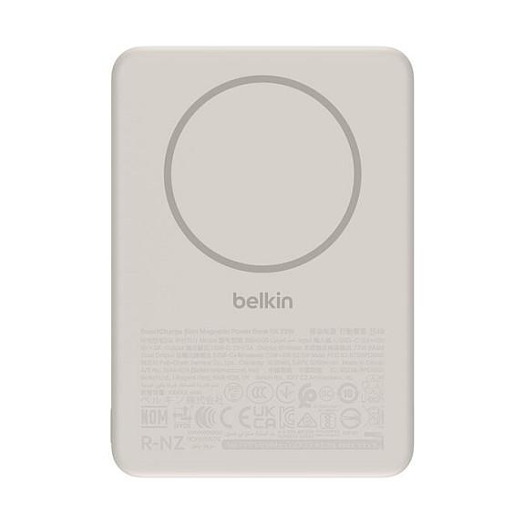 Powerbank Belkin BoostCharge Slim Magnetic / 5000mAh / Wireless 7.5W / USB-C 15W / MagSafe - Kafe - 2