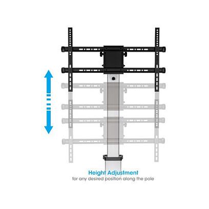 Mbajtëse për TV Manhattan 462327, 37–86", VESA deri në 600×400mm, 50kg, Lartësi e Rregullueshme, Rrotullim 90°, me Rrota - Argjend/Zezë - 5