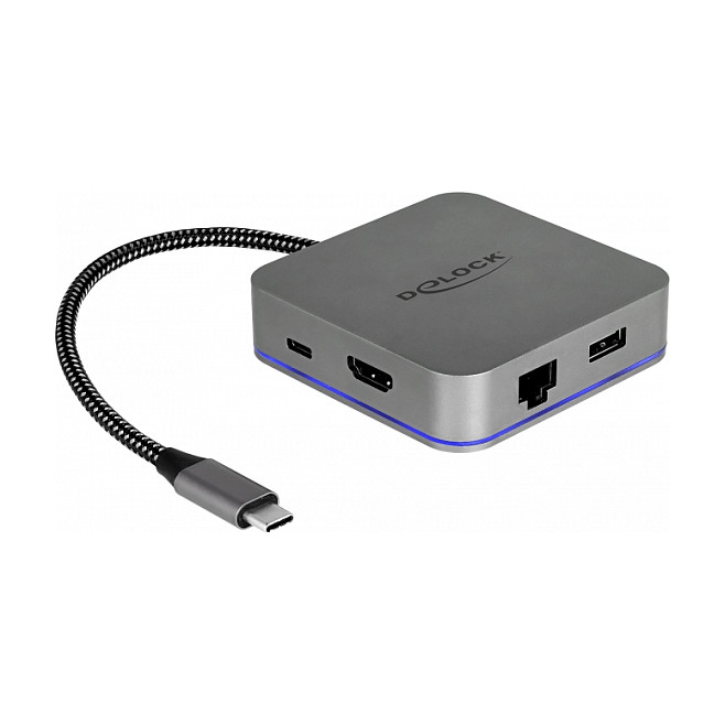 Docking Station DeLOCK for Mobile devices / 4K / 1xHDMI / 3xUSB-A / 1xUSB-C / LAN / SD - Gri - 1