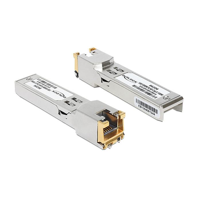 Transceiver SFP DeLOCK 86206, 1Gbps, 1000BASE-T, RJ45, deri në 100m - Argjend