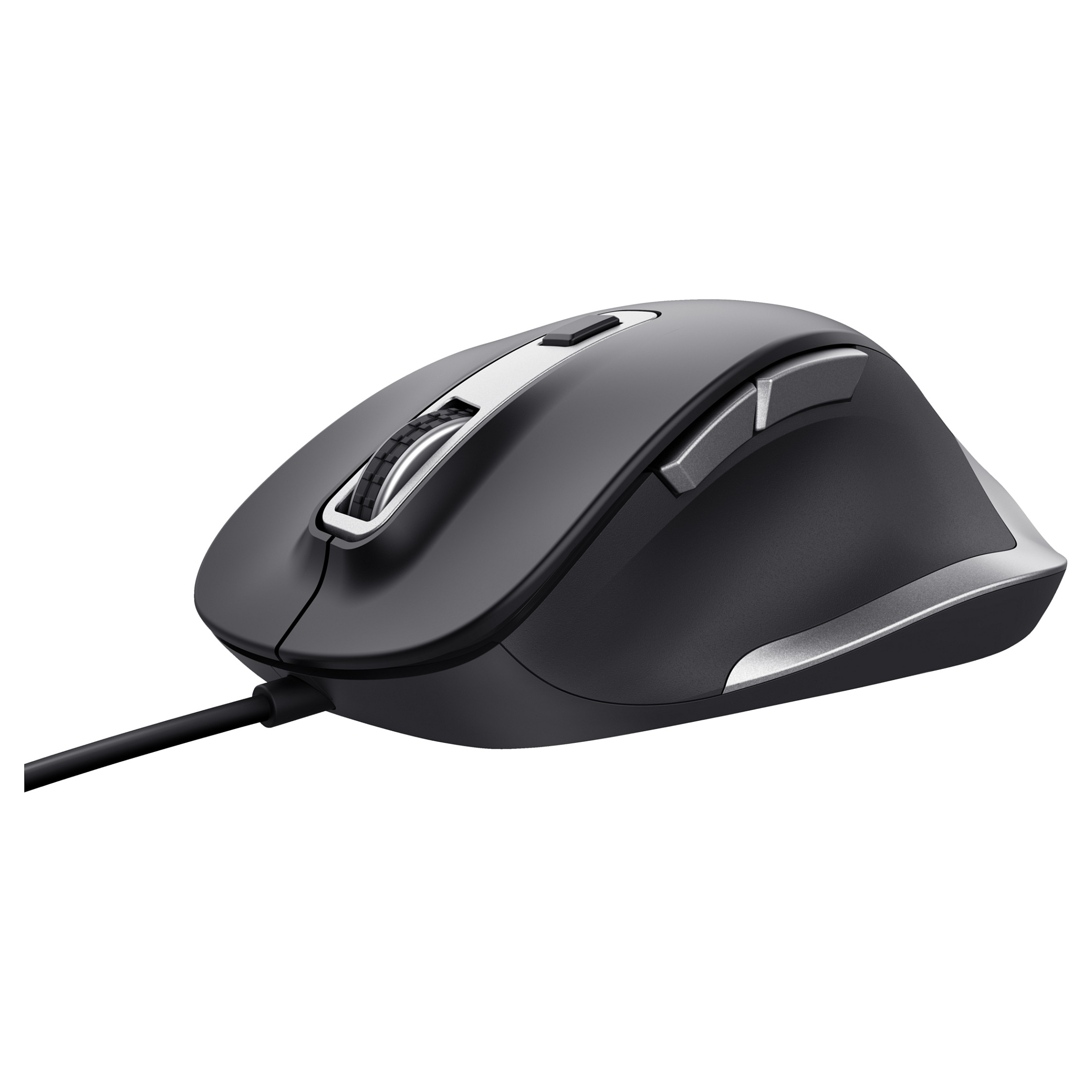 Maus me kabllo Trust Fyda / USB-A / Optik / 600–5000 DPI / 6 Butona - Zezë