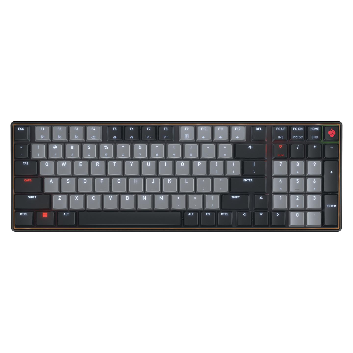 Tastierë Pa kabllo CHERRY KW 550 MX LP / Mekanike / 96% / 99 Taste / MX Low Profile 2.0 / Bluetooth 5.2 / USB-C / US Layout / Backlit – Zezë - 1