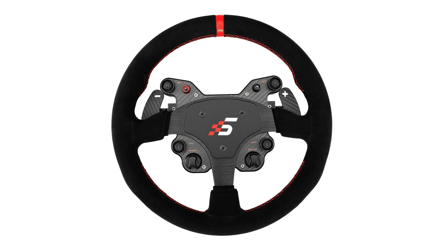 Timon Simagic GT1-SR / 330mm / Alcantara / HALL Paddles / QR70 - Zezë/Kuqe - 1