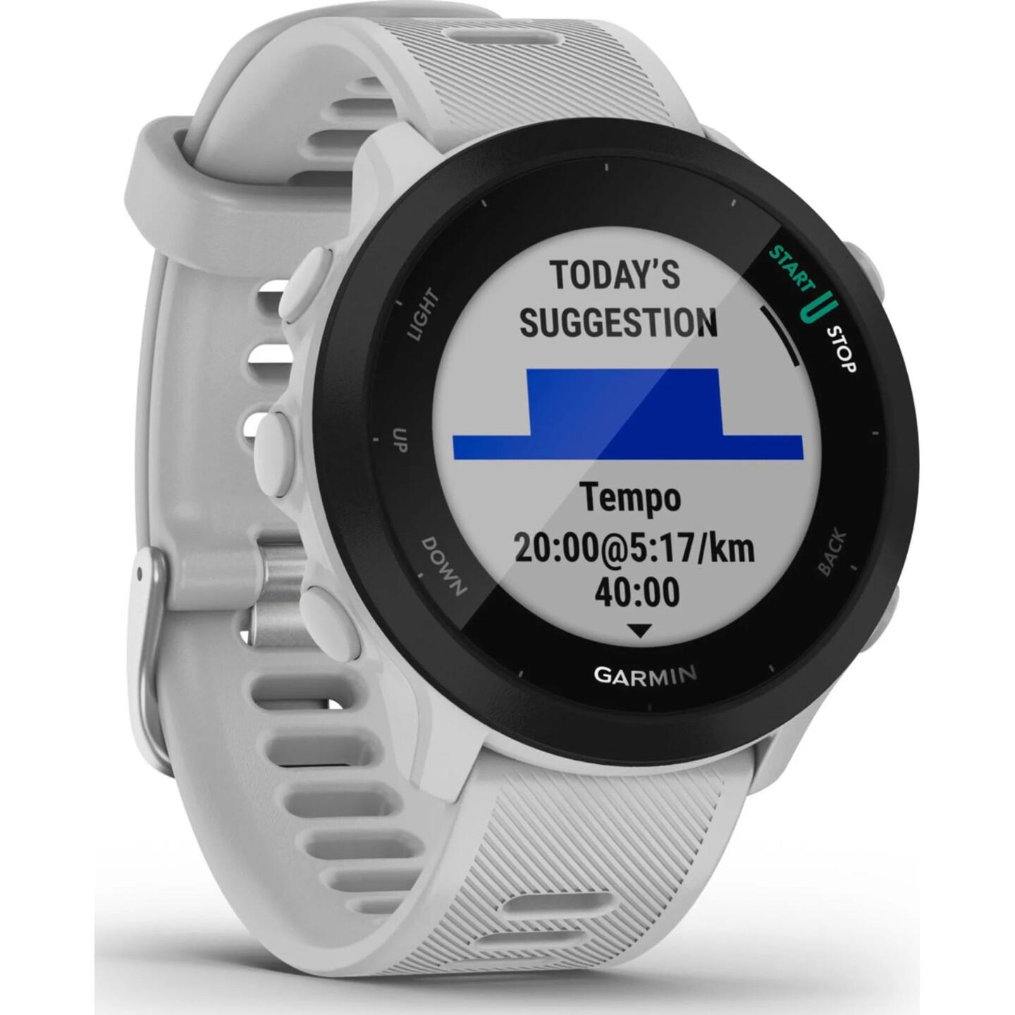 Orë e mençur Garmin Forerunner 55, 42mm, GPS, 1.04" MIP, 208x208, 5 ATM, Deri 14 Ditë - Bardhë - 2