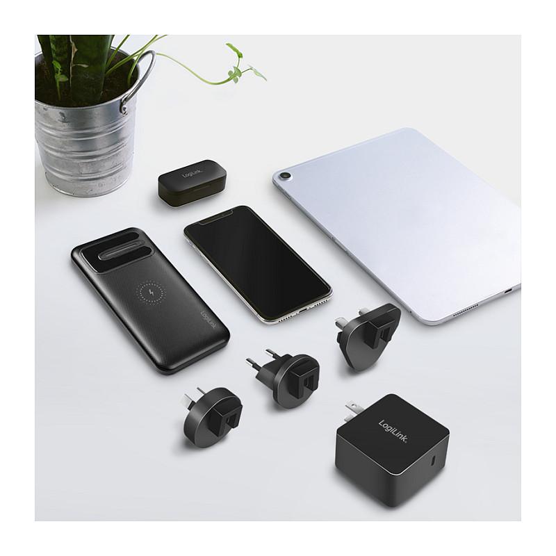 Karikues LogiLink PA0302, USB-C, GaN, 65 W, PD 3.0, adaptorë ndërkombëtarë - Zezë - 6