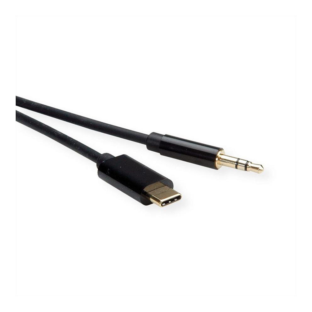 Kabllo USB ROLINE 12033218 / USB-C në Jack 3.5mm / 3m / Stereo - Zezë - 3