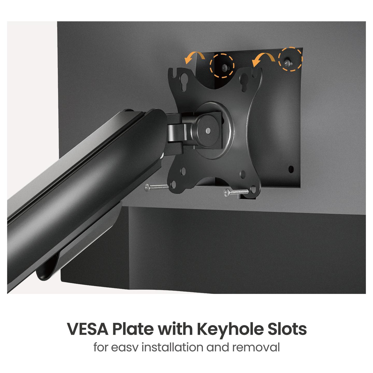 Mbajtëse për Monitor Equip 650130 / 1 Monitor / 17–32" / deri 9kg / VESA 75x75 & 100x100 / Gas Spring / Rotacion 360° - Zezë - 3