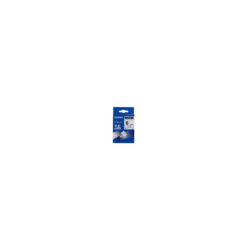 Shirit për Printer Brother P-Touch TZ-211 / I Laminuar / 6 mm × 8 m / Shkrim i Zi mbi të Bardhë
