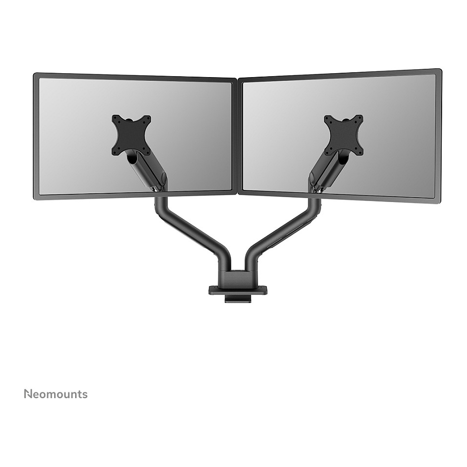 Mbajtëse për Monitor Neomounts / 2 Monitorë / 17"-35" / 18kg për Monitor / VESA 75x75-100x100 / Full Motion / Gas Spring / Tavolinë - Zezë